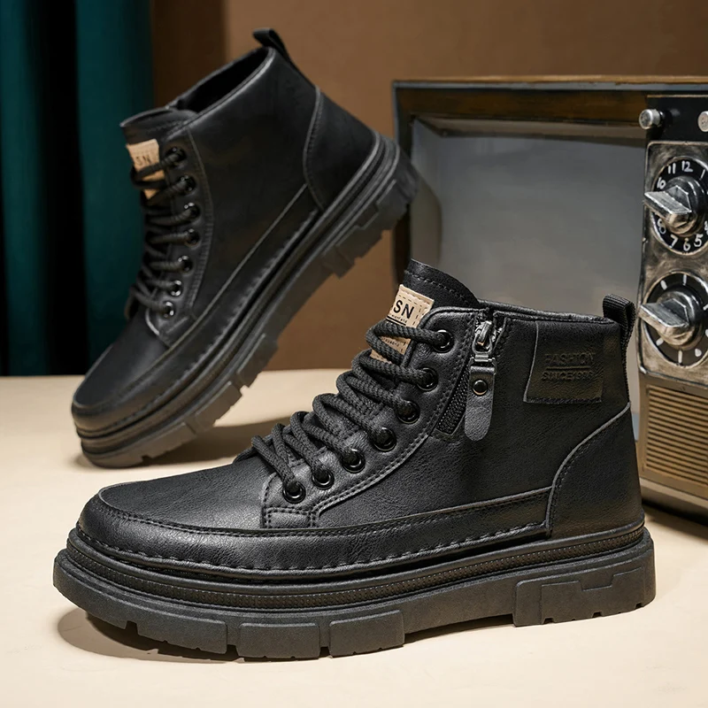 Leatherwork Designs - Retro Design Ankle Boots For Men