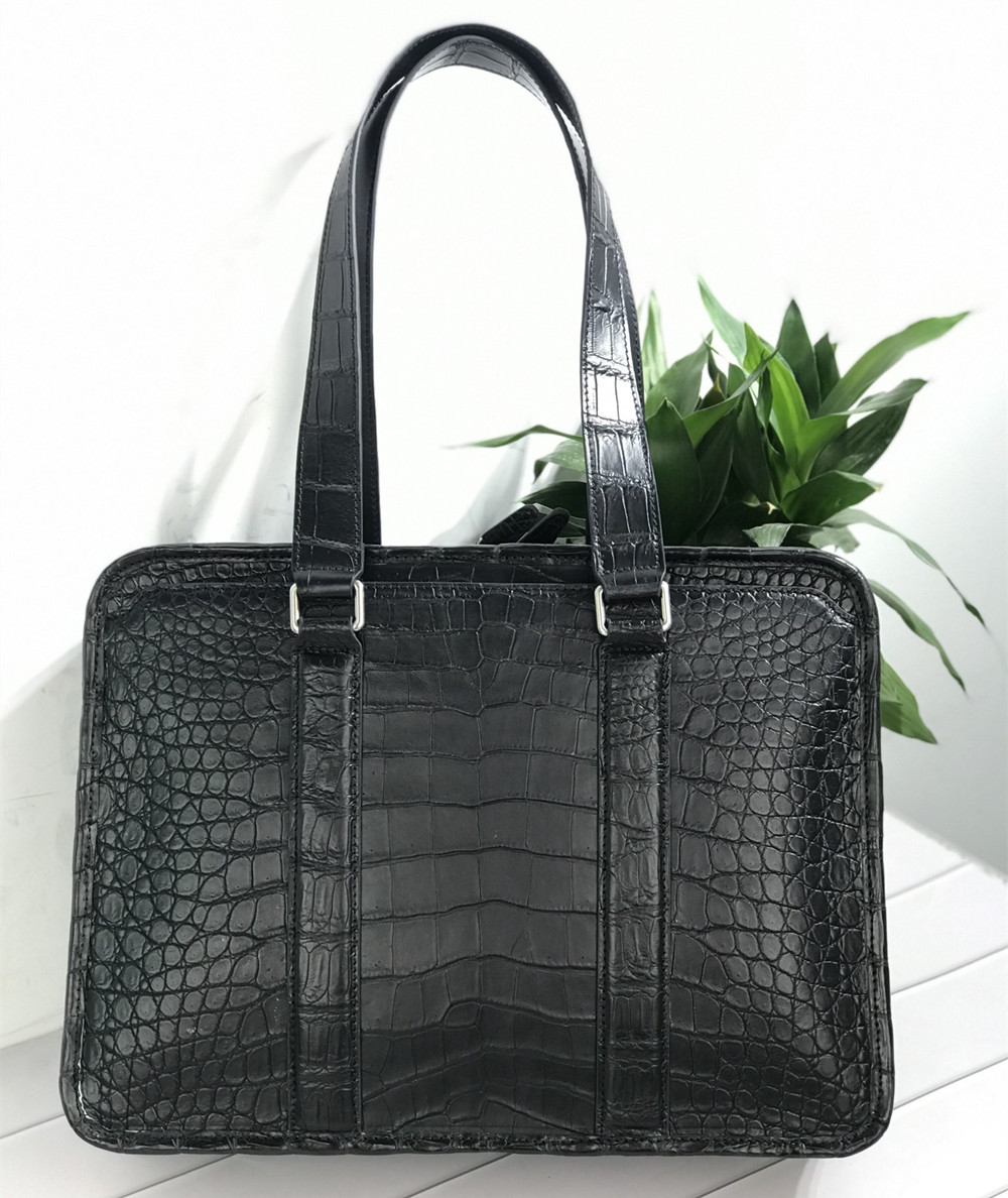 Leather Work Handbag - New Crocodile Leather Laptop Bag Real
