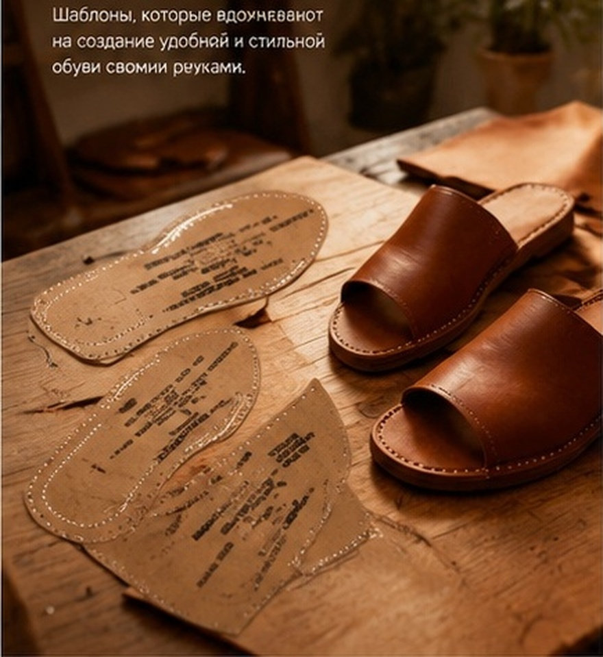 Leatherwork For Beginners - 1Set Slipper Pattern Template Kraft Paper