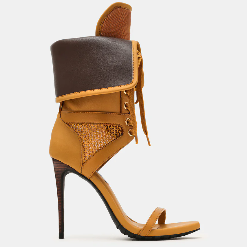 Women Open Toe Stilettos Lace  - Leather Work Dress review and price