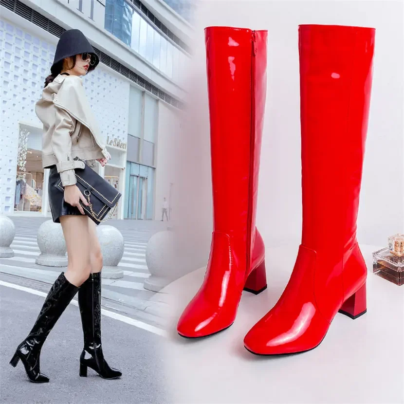 Red White Patent Leather Women - Leather Work Dress review and price