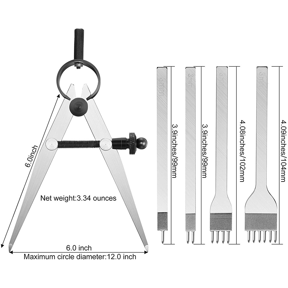 Leather Chisel Set, Prong Diam - Wing Divider Stitch review and price