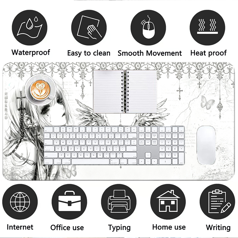 Leather Mousepad Black White A - Leatherwork Table review and price